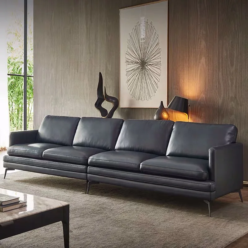 

Wholesale Home Office Furniture Genuine Leather Modern 4-seat Sofa