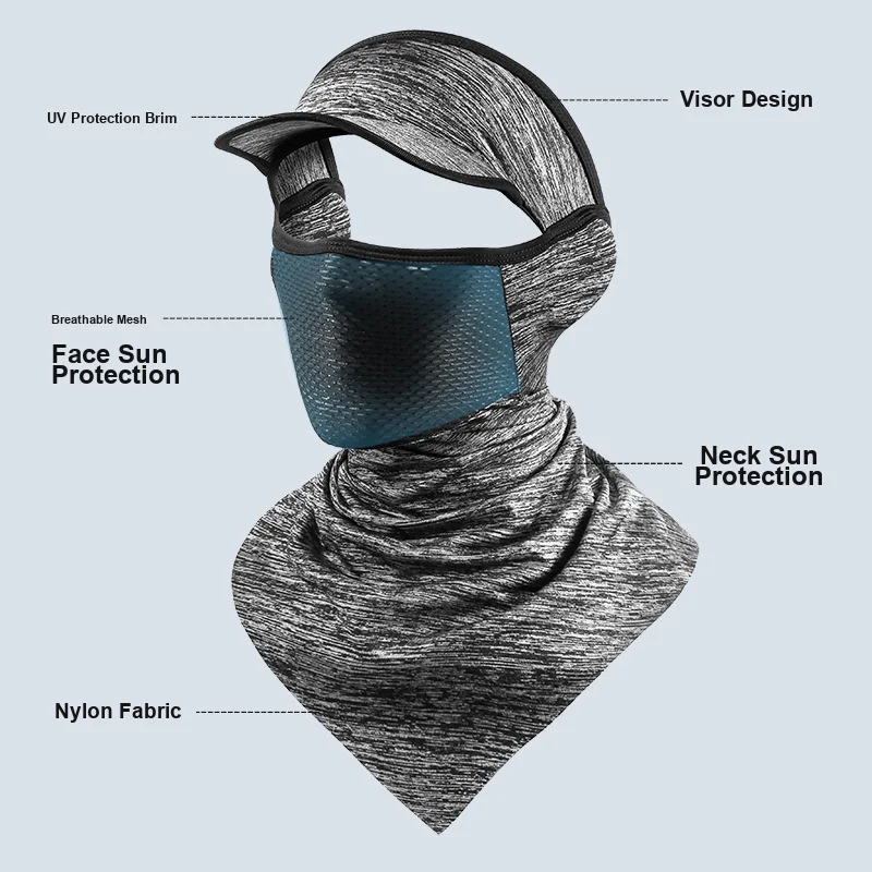 Sun Protection Cycling Face Mask Breathable Ice Silk Triangle Headband with Visor for Men Summer Outdoor Fishing