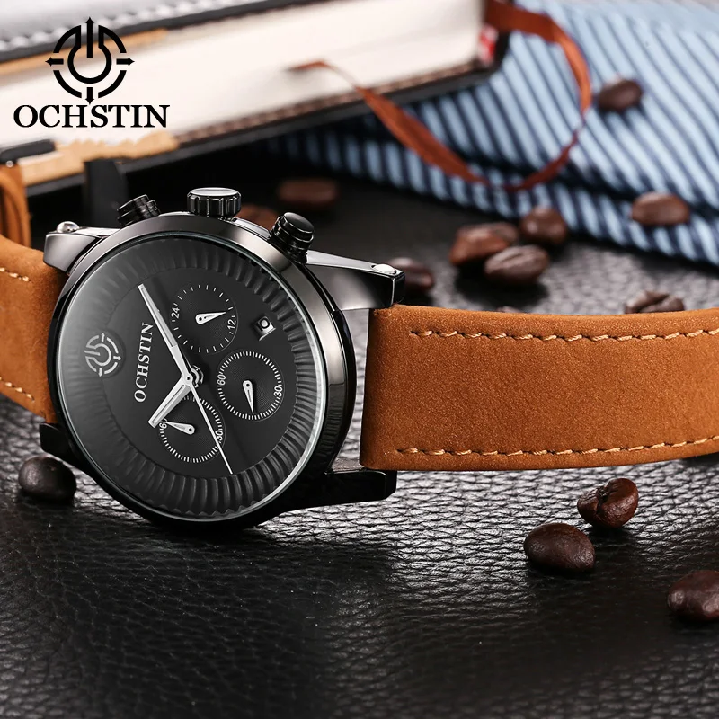 ochstin hot model 2024 pilot series business light luxury multi-function quartz movement waterproof watch men's quartz watches