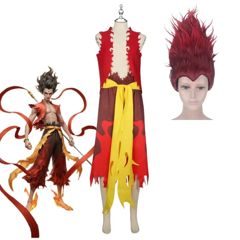 

Nezha Косплей Аниме Костюм Парик Фильм Ne Zha 2, Униформа Aobing Топ Брюки Волосы Костюм для Хэллоуина