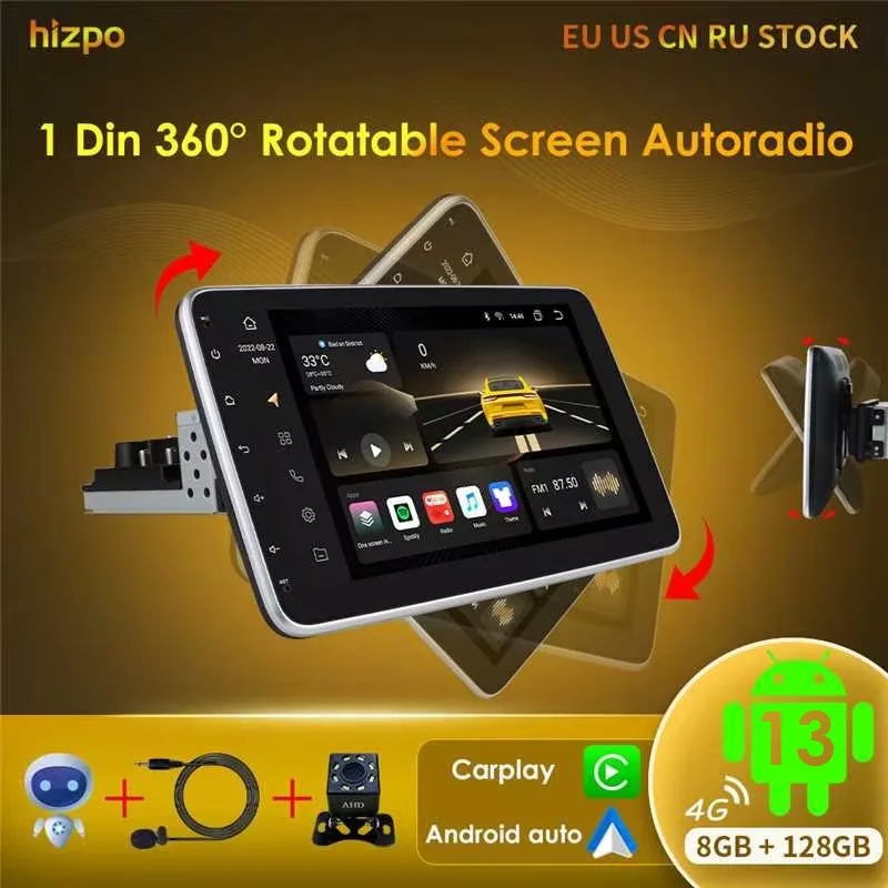 Hizpo 10.1" Universal CarPlay Android Auto Radio For VW Volkswagen Fiat Renault Nissan Hyundai 4G Car Multimedia Autoradio 1 Din