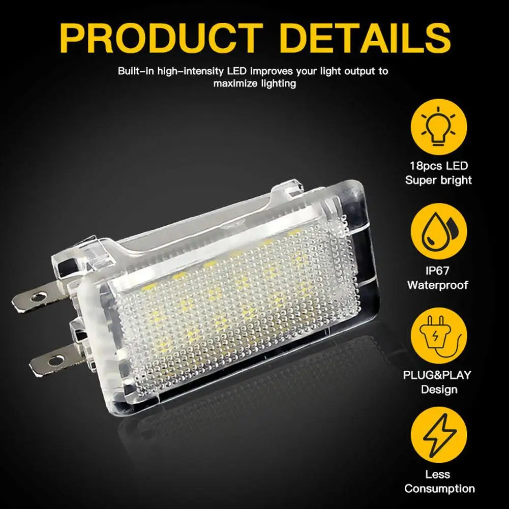 

Car LED Trunk Light 18LED 6500K White Light IP67 Waterproof Plug&Play License Plate Light For Car Interior Accessory P5V1
