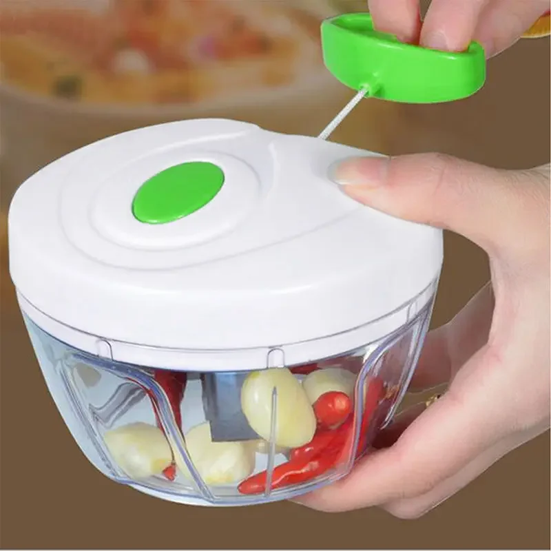 Kitchen Pulling Manual Food Rope Processor Shredder Vegetable Meat Garlic Onion Chopper Slicer Household Hand Mincer Tool