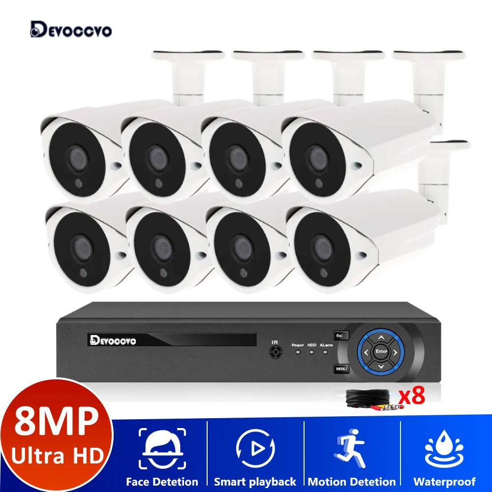 impermeavel video surveillance system kit 4k ultra hd h265 8ch dvr ahd 8mp cctv camera sistema de seguranca exterior bnc 01