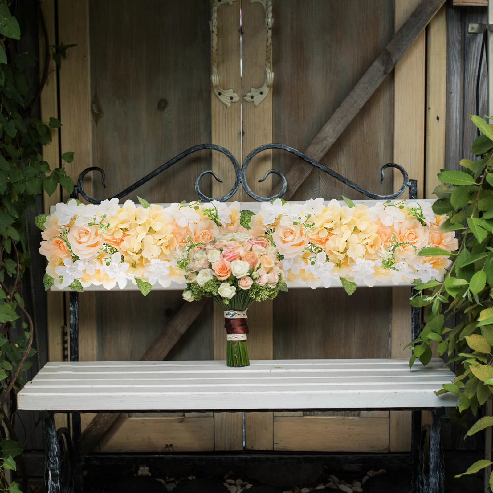 

Simulation Flower Arrangement Artificial Rose Flowers Wall Backdrop Silk Panel Floral Banquet Decoration