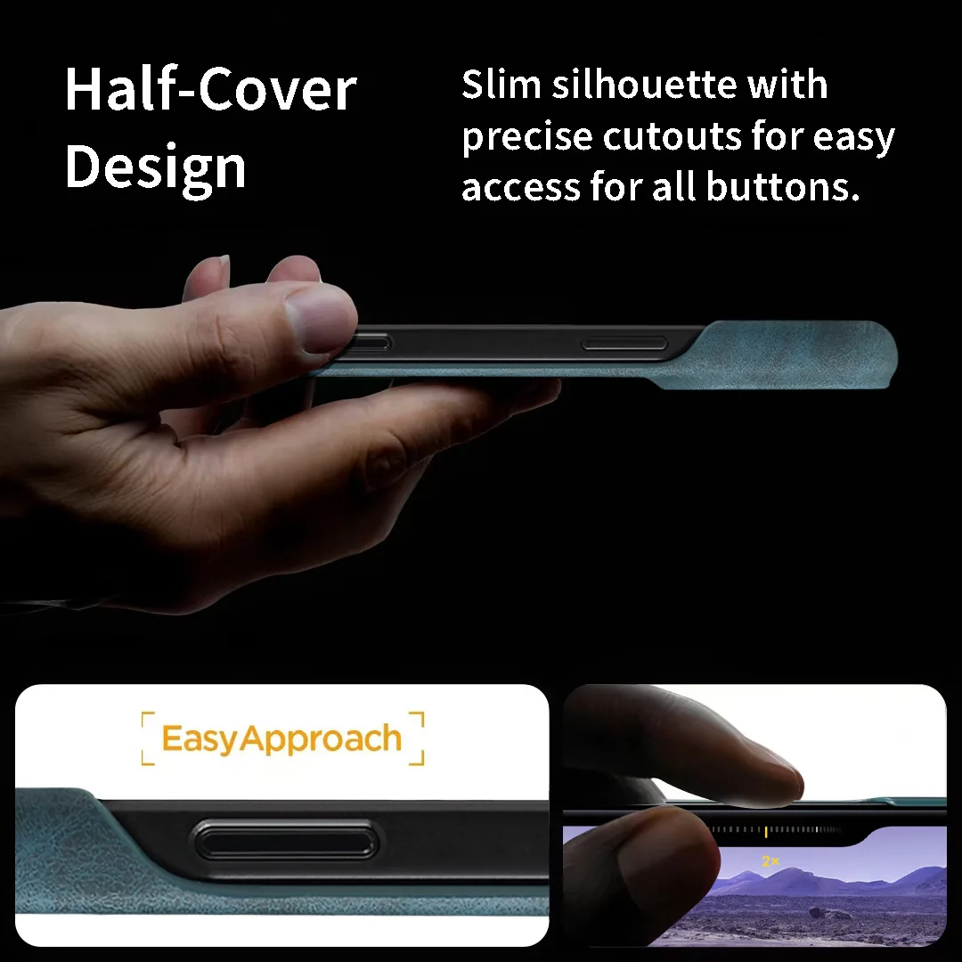 حافظة جلدية فاخرة مغناطيسية غير مرئية لهاتف آيفون 16 برو ماكس 15 بلس 14 13 برو شل شحن لاسلكي غطاء هاتف بعدسة بفتحة كبيرة #2