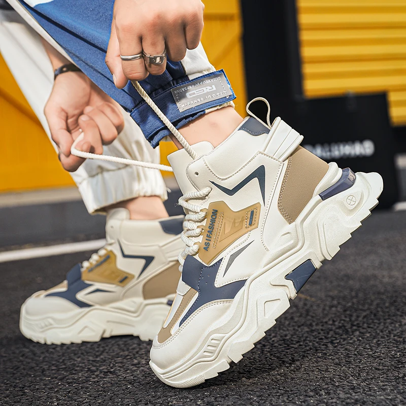 أحذية رياضية رجالية عصرية ذات نعل سميك أحذية لزيادة الارتفاع أحذية رياضية غير رسمية أحذية رجالية متعددة الاستخدامات أحذية تزلج