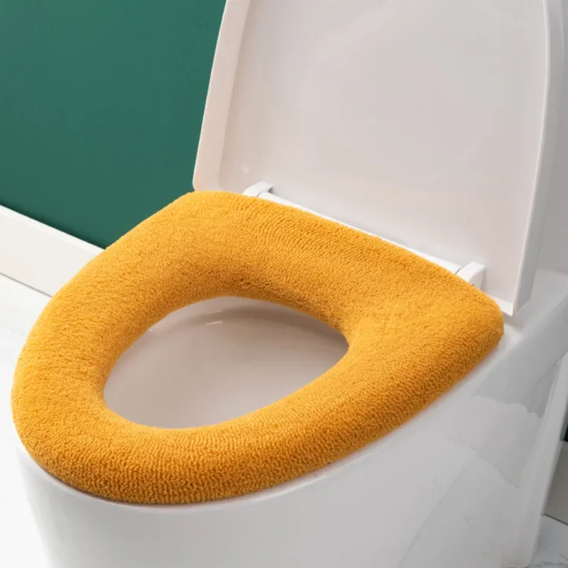 Universal Toilet Seat Cover Pure Color Pumpkin Pattern Closestool Mat Soft Warm Toilet Seat Cushion Bathroom Toilet Accessories