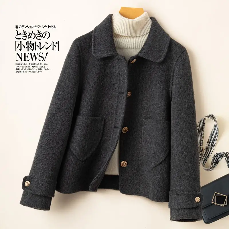 

2024 New Autumn Winter Women's Double-faced Cashmere Coat Female Short 100% Pure Wool Jacket Outerwear Female Cardigan