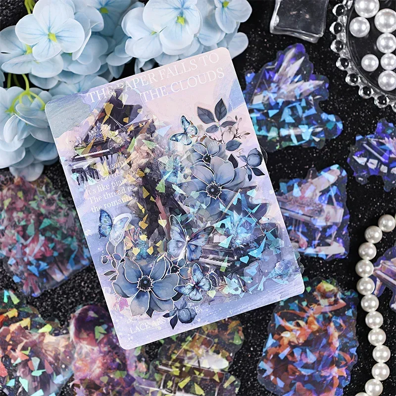 10pcs Cute Girl Laser Shell Luminous Handbag Sticker Bag Creative Waterproof Handbag Material