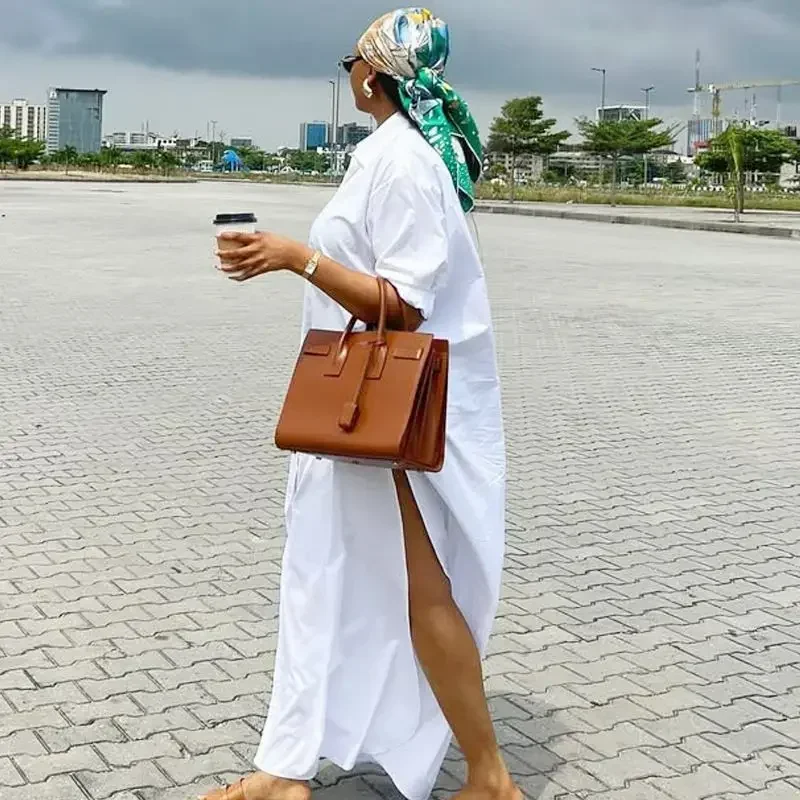 2023 Nieuwe zomer casual en modieuze losse shirt lange jurk voor dames, jurk met lange mouwen voor dames