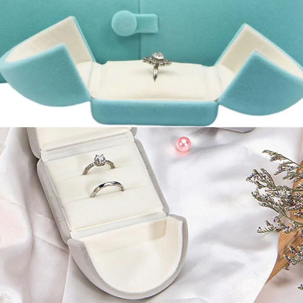 Ring Box for Wedding Double Opening Ring Box Vintage Ring Box with Button Lock Elegant Double Opening Jewelry Case Wedding