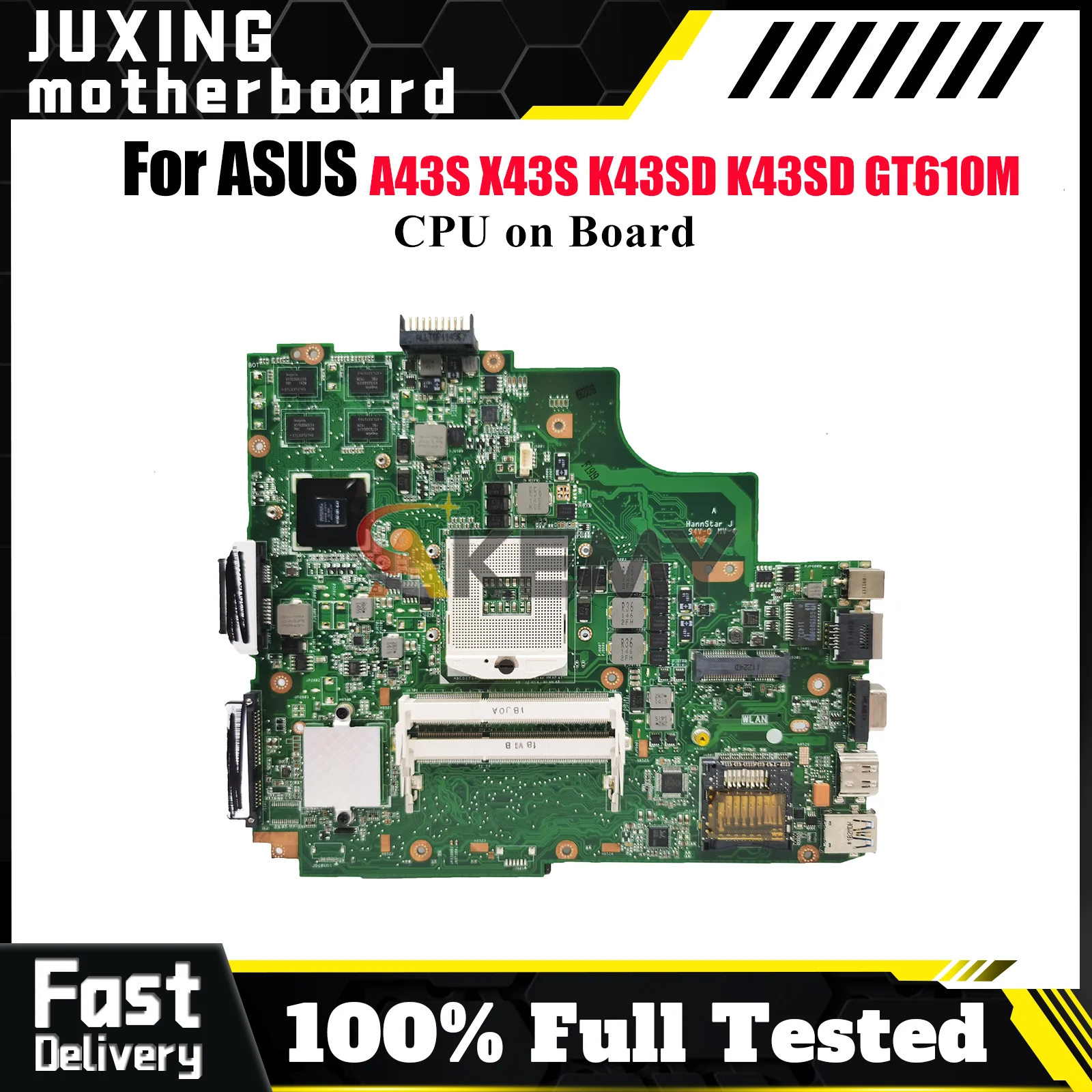

K43SD Laptop Motherboard For ASUS K43SD K43S A43S K43SM K43SV K43SJ X43S Notebook Mainboard With CPU tests OK fast shipping stk