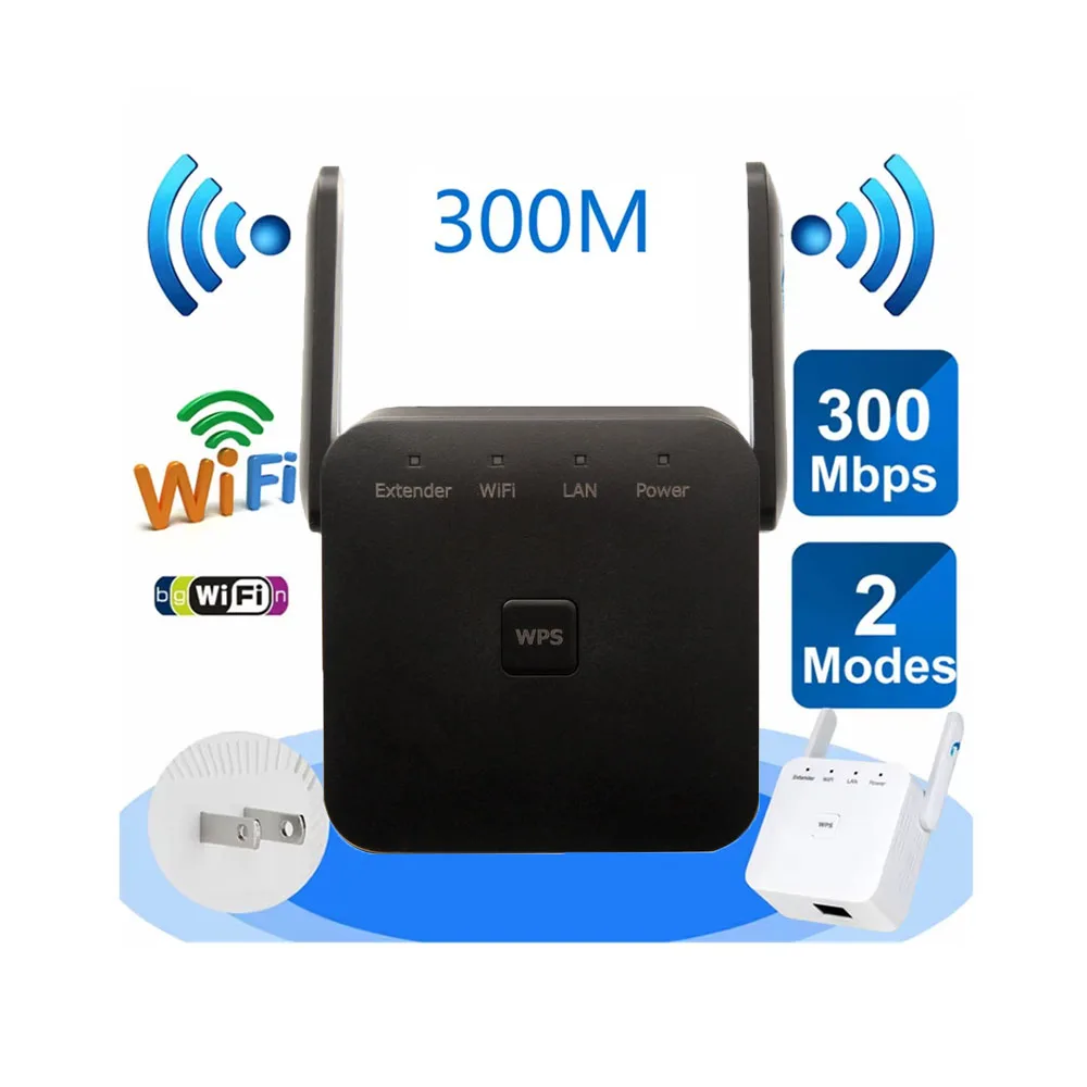 

300Mbps Wireless WiFi Repeater 2.4G WiFi Range Extender Dual Antennas Signal Amplifier Booster with RJ45 Port Easy Setup