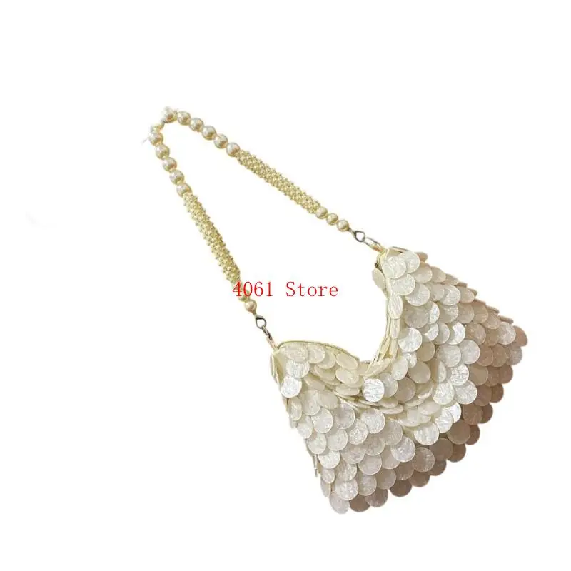 

Sparkling Scale Design Top Handle Shoulder Bag Detachable Casual Evening Accessory