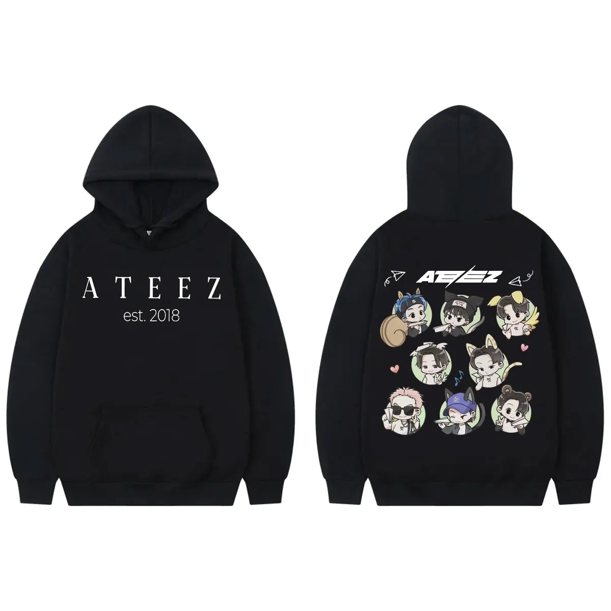 

Kpop ATEEZ Cartoon Graphic Hoodie in Your Fantasy World Tour 2025 Pullovers Men Women Clothing Fashion Hip Hop Hooded Sweatshirt