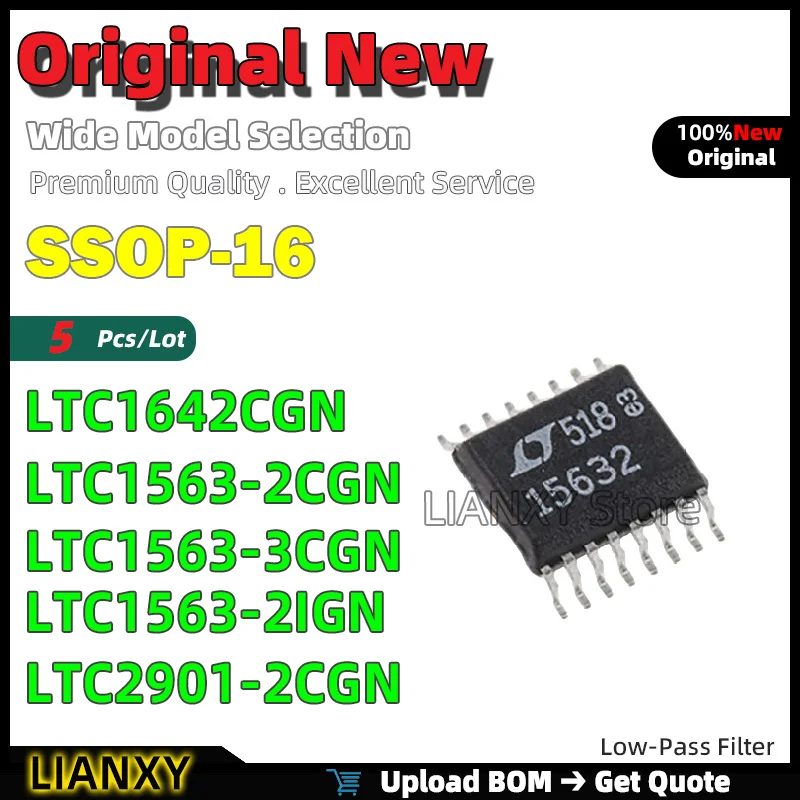 5pcs SSOP-16 LTC1642CGN LTC1563-2CGN LTC1563-3CGN LTC1563-2IGN LTC2901-2CGN Low-Pass Filter New Original