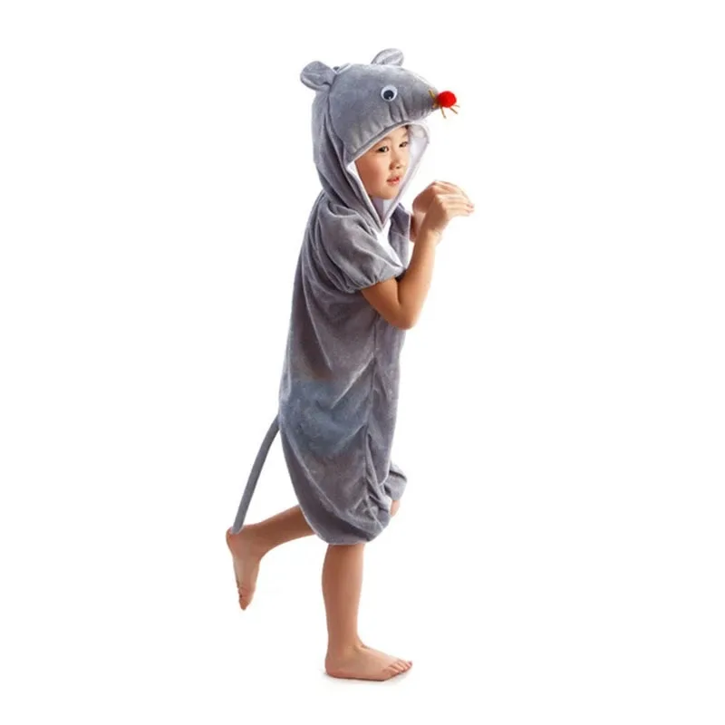 DY2025 Disfraz de cosplay de animal Ratóncito para niños y niñas, pijama gris de dibujos animados con mangas cortas, disfraz divertido
