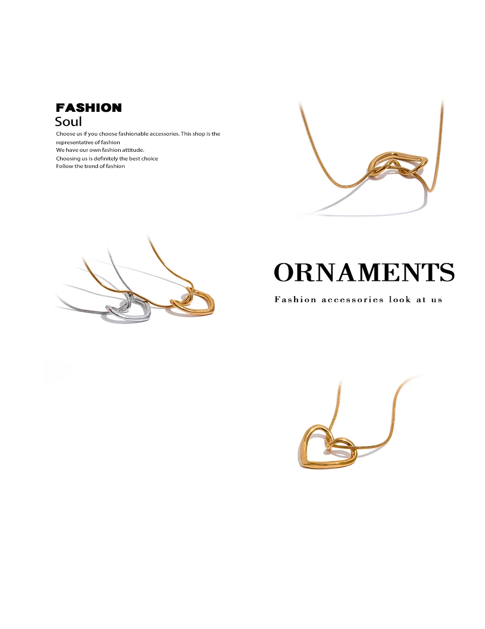 Yhpup Minimalistische goldene Edelstahl-Herz-Hohl-Anhänger-Halskette für Frauen, rostfrei, stilvoller Charm-Schmuck, Bijoux Femme – Detail 7
