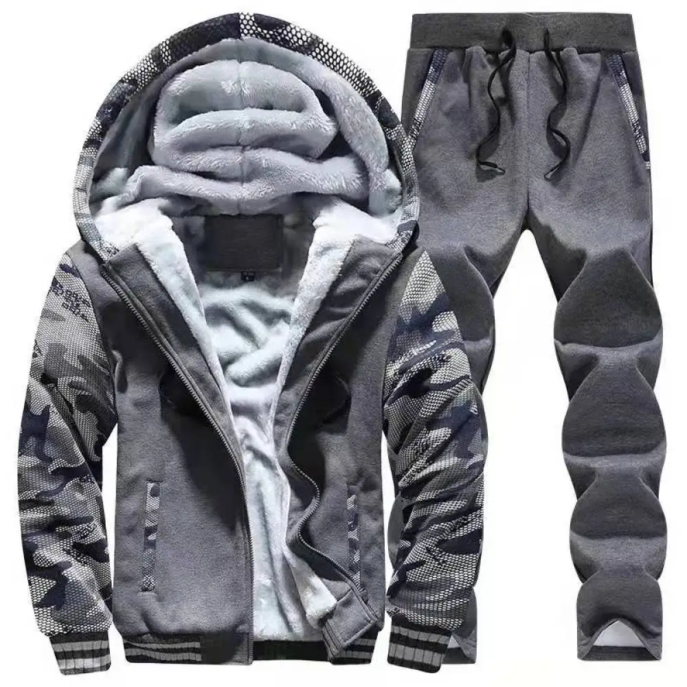 Men\'s Camouflage SweatSuit Sport Hoodies Pants Two Piece Set Outdoor Sports Suit Jogging Suit Sweatshirts Tactical Clothing