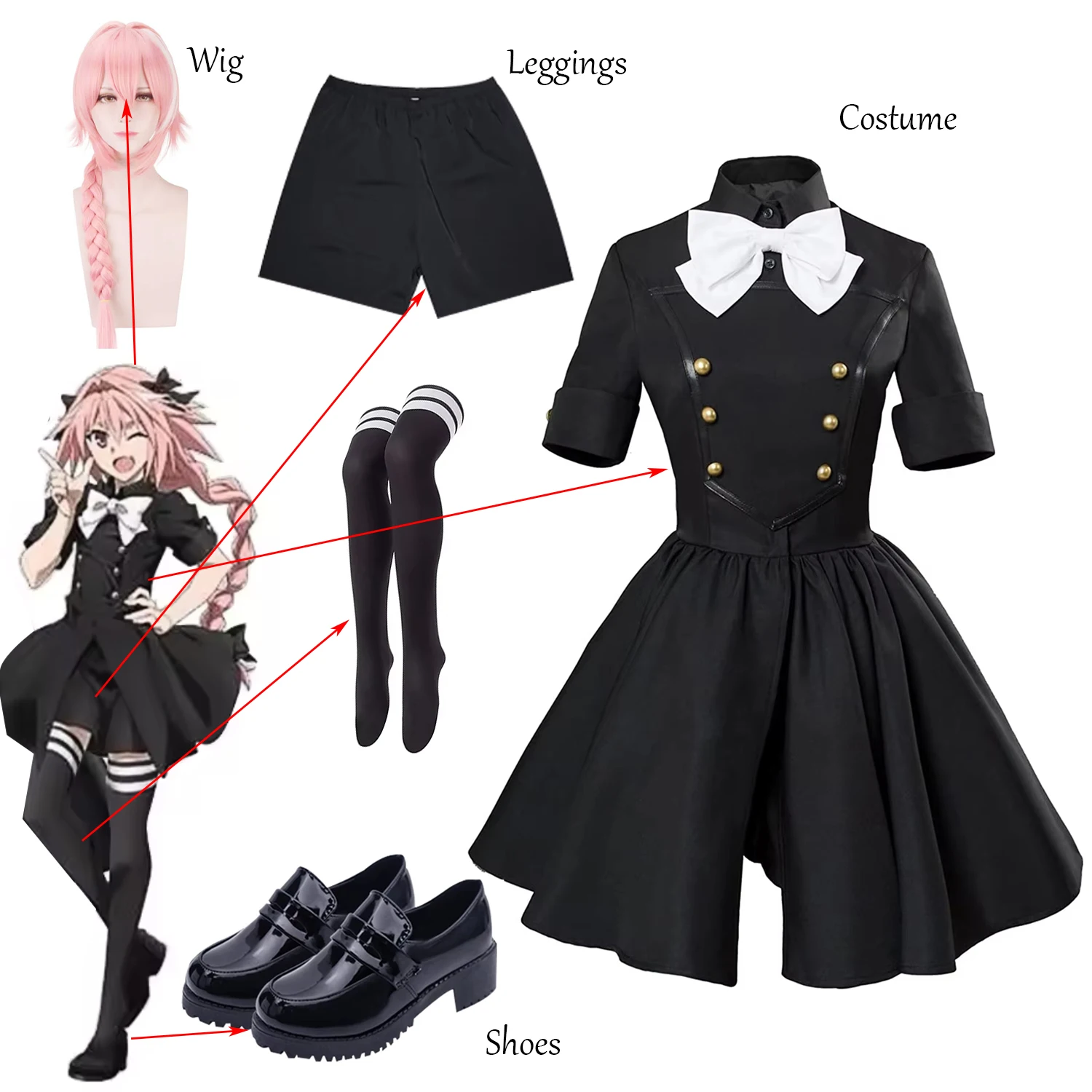 아스터포드 코스 드레스, 블랙 드레스, 할로윈 애니메이션 롤플레잉 드레스, 파티 댄스의 고딕 코트 스타일 드레스에도 적합