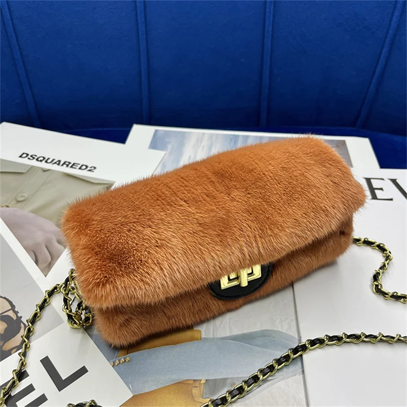 

Women’s Mink Leather Handbag 2023 New Fashion Designer Fluffy Fur Large Capacity Shopping Bag Women’s Fur Handbag Luxury Fur Bag