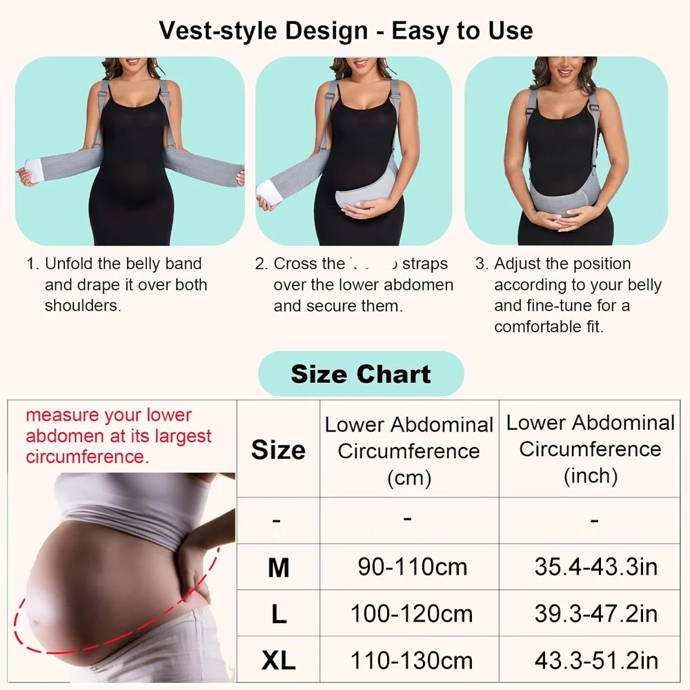 Maternity Belt Pregnancy Belly Support Band, 1PCS Adjustable Belly Bands with Back Brace Straps for Pregnant Women