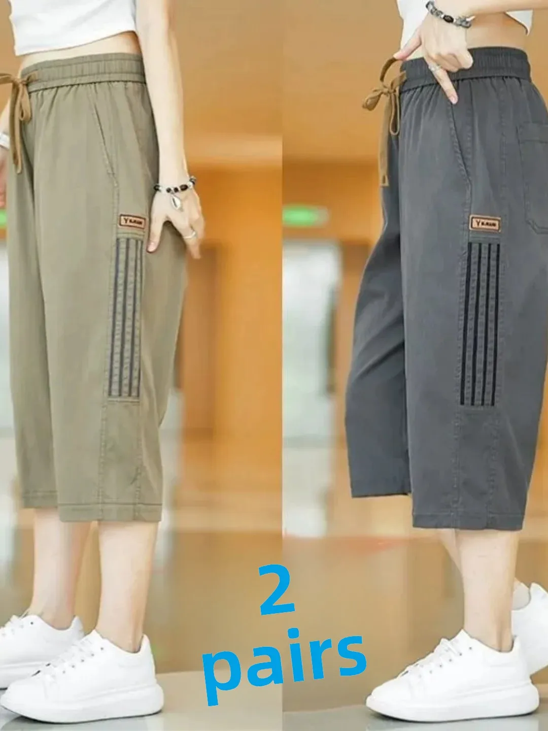 Men's Casual Ice Silk Short Pants Summer Thin New Outdoor Wear Workwear Utility Pants Loose Fit Seven-Foot Length Shorts