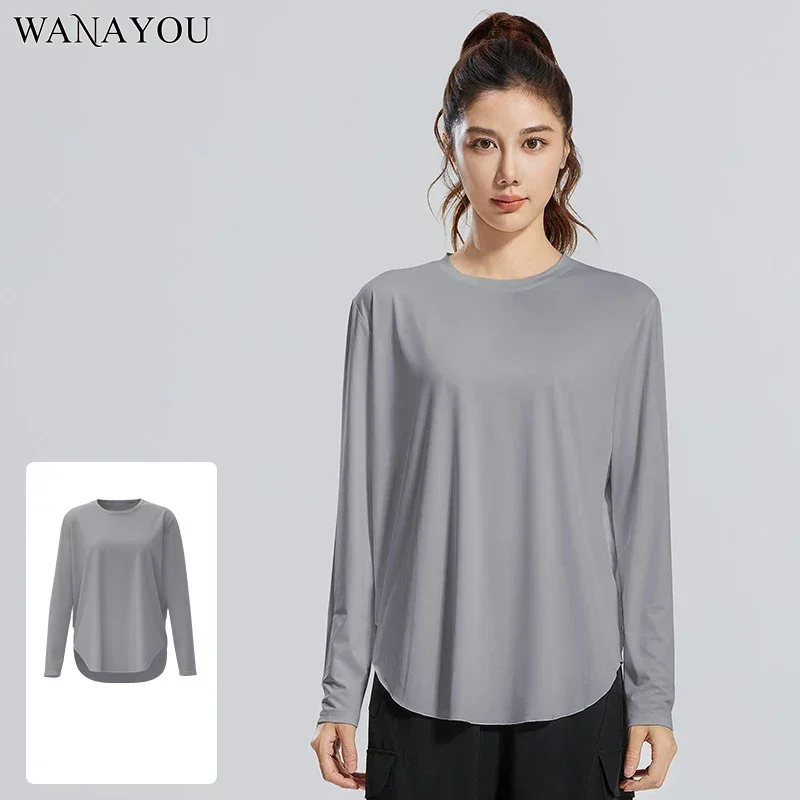 

WANAYOU Women's Yoga Shirt Full Sleeve Sports Top Loose Fit Suitable for Gym Fitness T-shirt Breathable Exercise Running Shirt