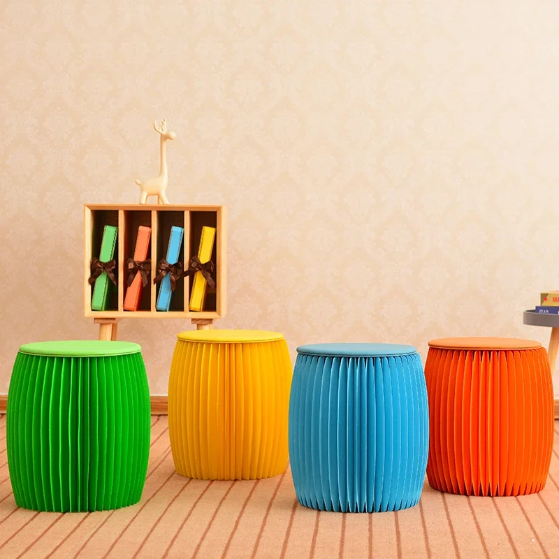 Nordic Furniture,Kraft Paper Stool,Folding Stool,Porch Shoe Changing Stool,Footstool,Mobile Seat, Leisure Chair,Home Accessories