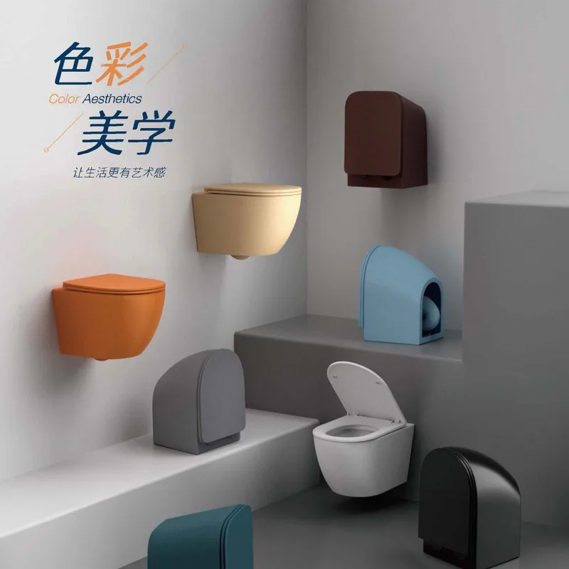 Nordic cream wind, various colors, household wall water tank, wall row, suspended toilet, super rotating wall-mounted toilet