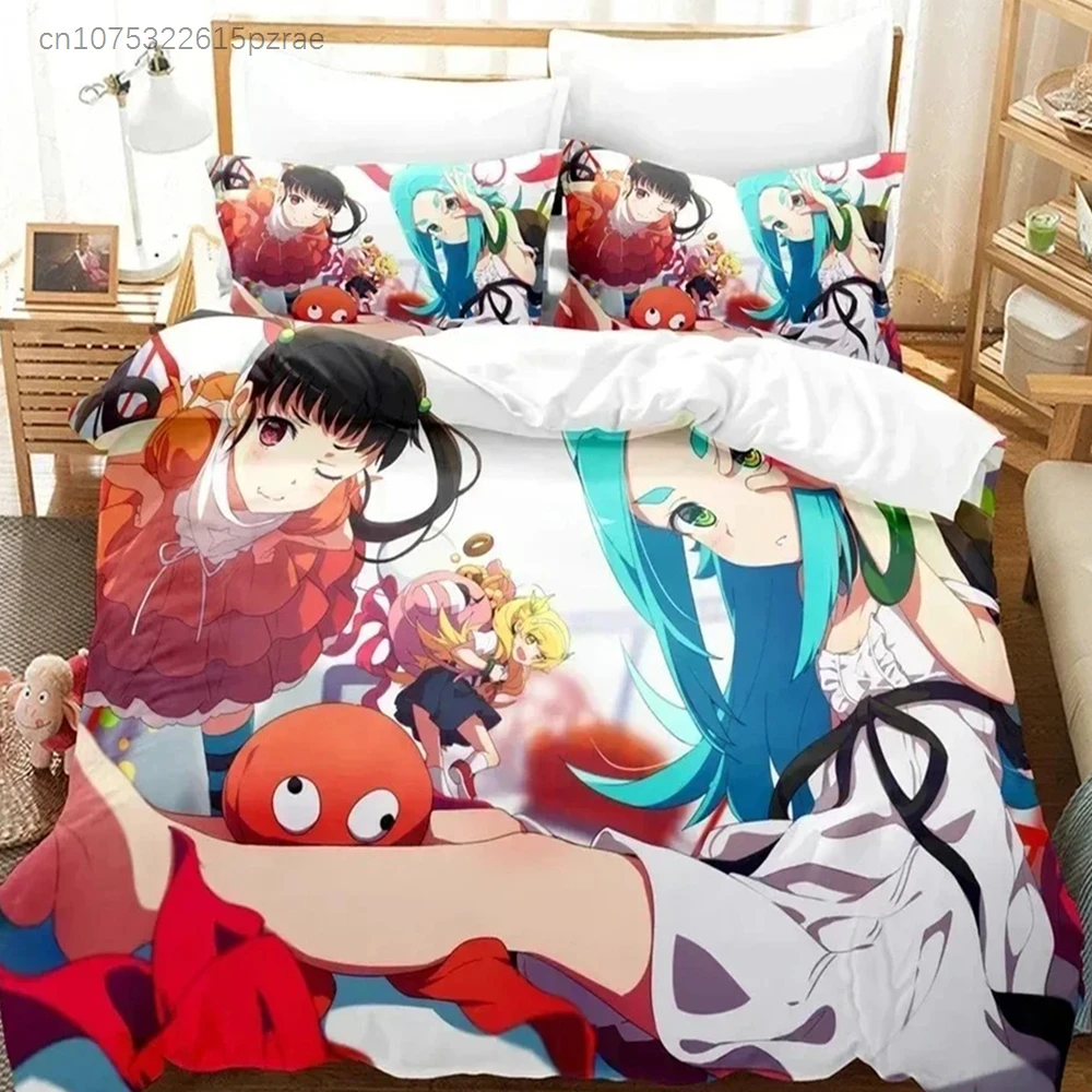 3D Print Monogatari Series Araragi Koyomi Bedding Set Printed With Pillowcase Duvet Cover Soft Queen King Size Bedclothes Home 5