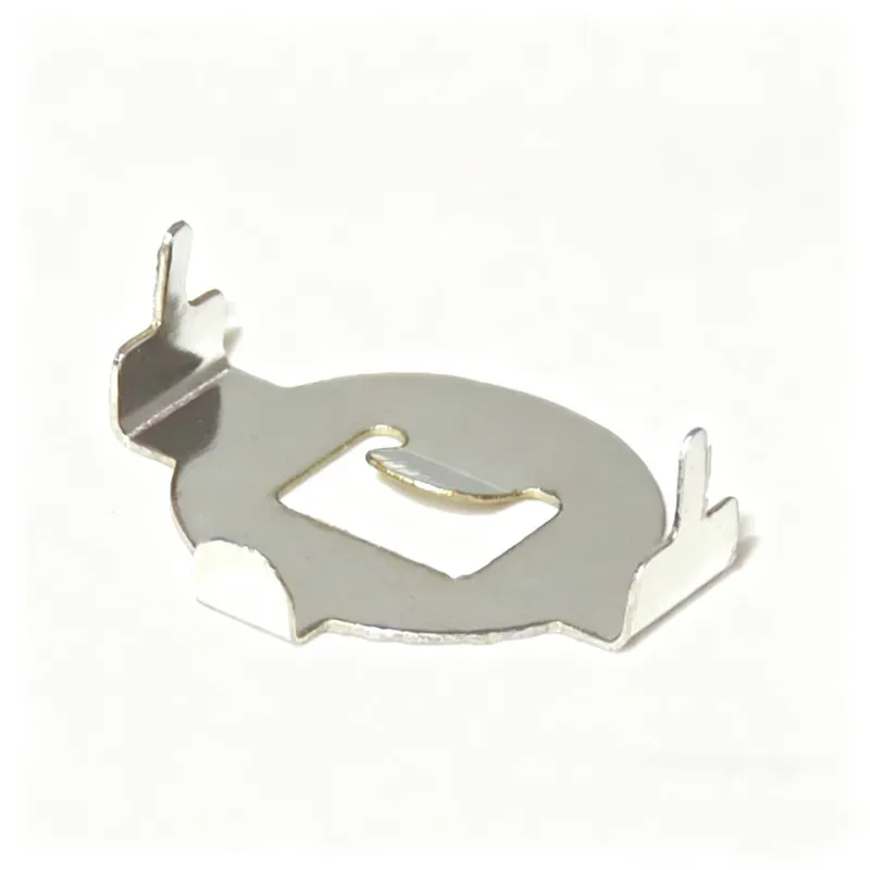 100PCS straight insertion button cell CR1220 3V battery spring right angle positive electrode sheet