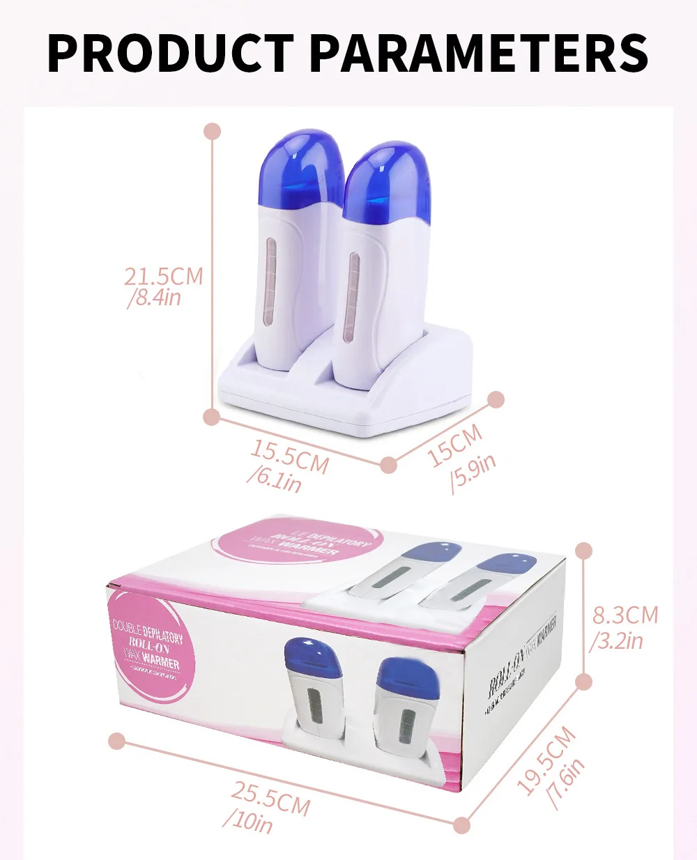 Double Tube Wax Hair Removal Heater Ball Wax Therapy Machine Paraffin Wax Heating Beauty Smooth Skin Armpits Legs Bikini Removal