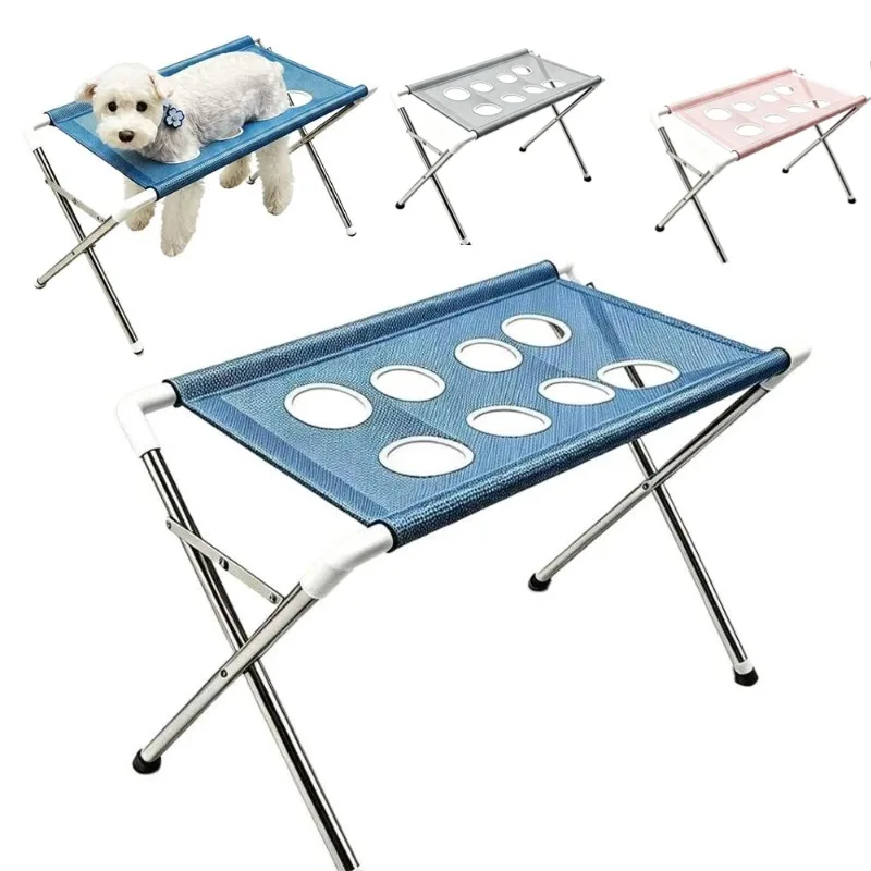 Foldable Pet Bathing Station Mesh Grooming Stand Anti Scratch Dog Cat Washing Nail Trimming Table Hammock