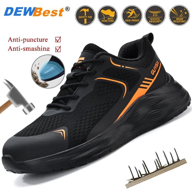 

Lightweight new men's anti-smash anti-puncture steel head fashion wearable safety protection work shoes