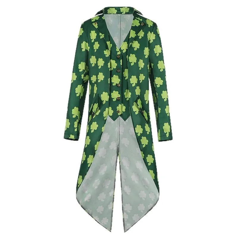 2025 Spring/Fall Irish Party Four-Leaf Clover Tuxedo  for Men with Hat,Halloween Irish Festival Printed Tailcoat,Ireland Costume - view 2