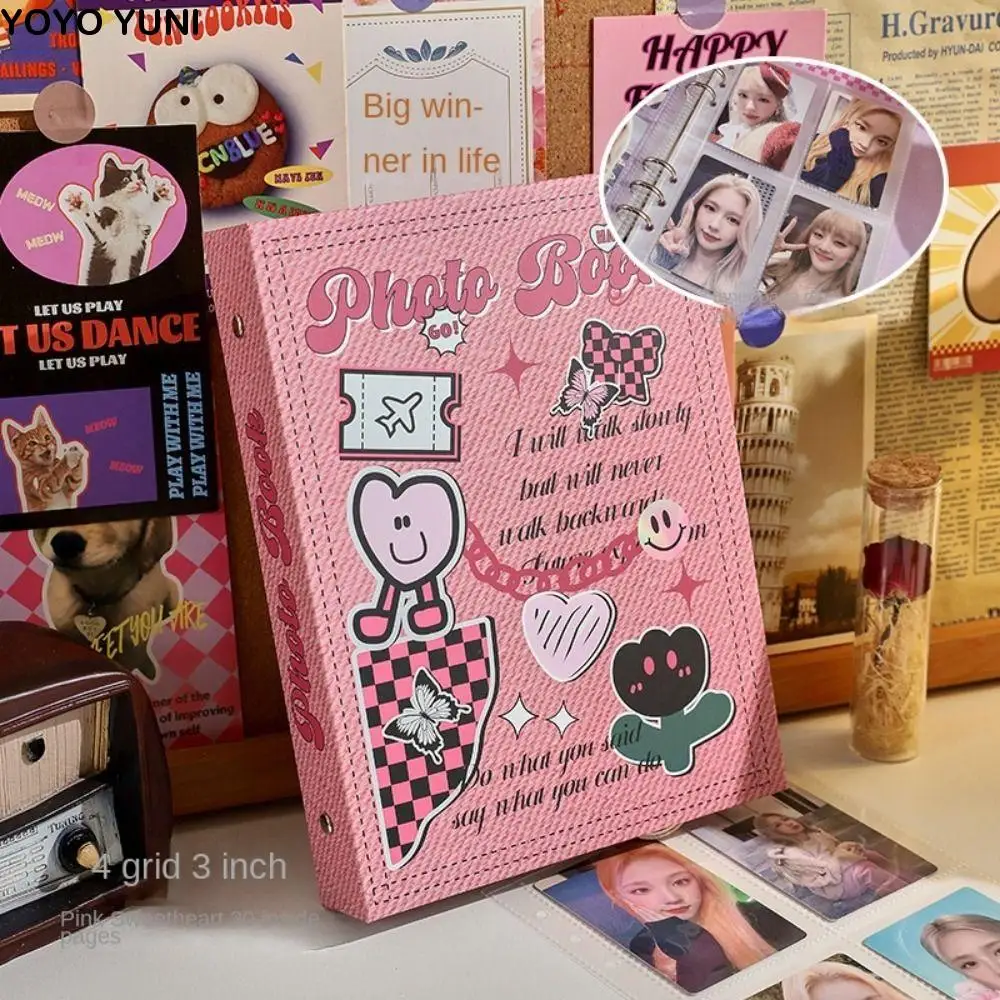 ألبوم بطاقات الصور الفوتوغرافية مقاس 3 بوصات، واقي أوراق فضفاضة، حامل بطاقة الصور الفوتوغرافية على شكل قطة كرتونية، طراز قديم، دفتر ألبوم #1