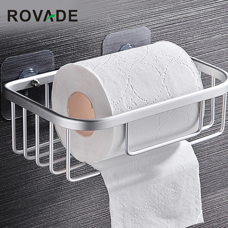 

Wall Mounted Toilet Paper Holder Shelf Holder Rack Toilet Roll Stand Storage Shelf Roll Paper Holder No Punching