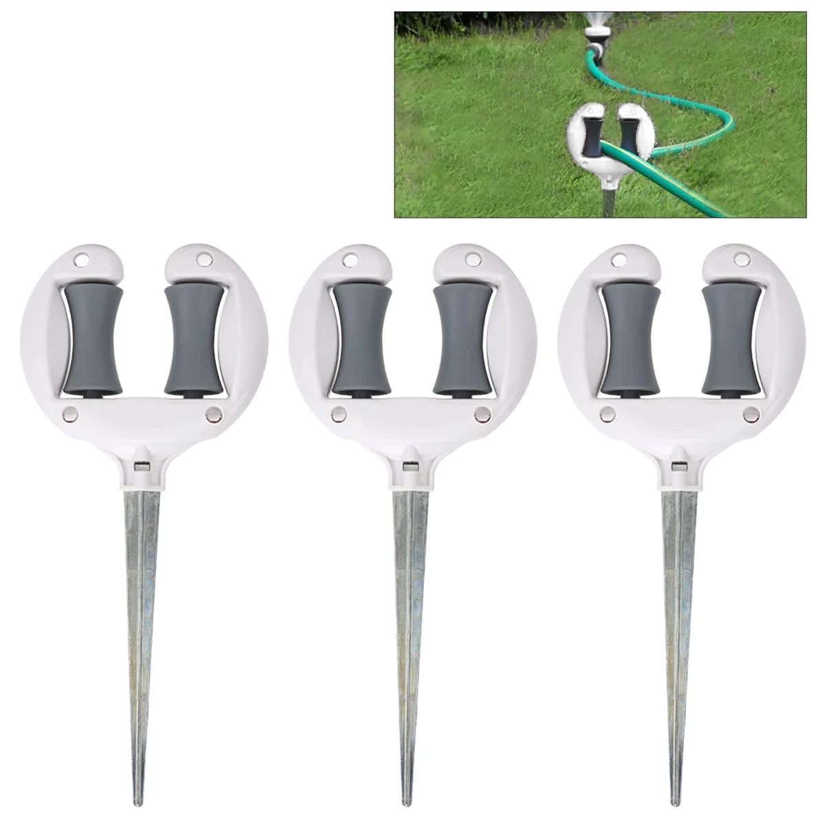 Garden Hose Guide Nail Top Roller Soft Water Pipe Positioning Pointed Lawn Hose Guide Spike Holder