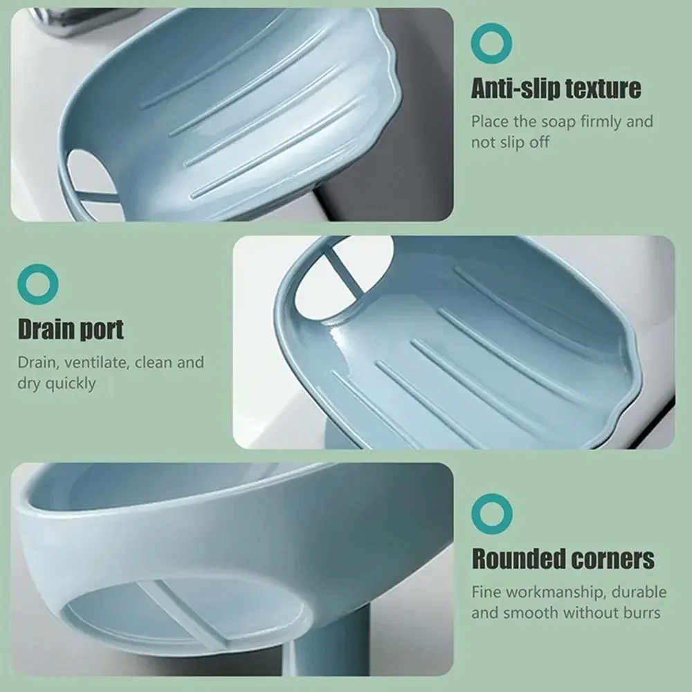 플라스틱 빨판 벽걸이 비누 접시, 구부릴 수 있는 배수 비누 받침대, 주방 욕실 변기 세탁 용품 트레이 액세서리
