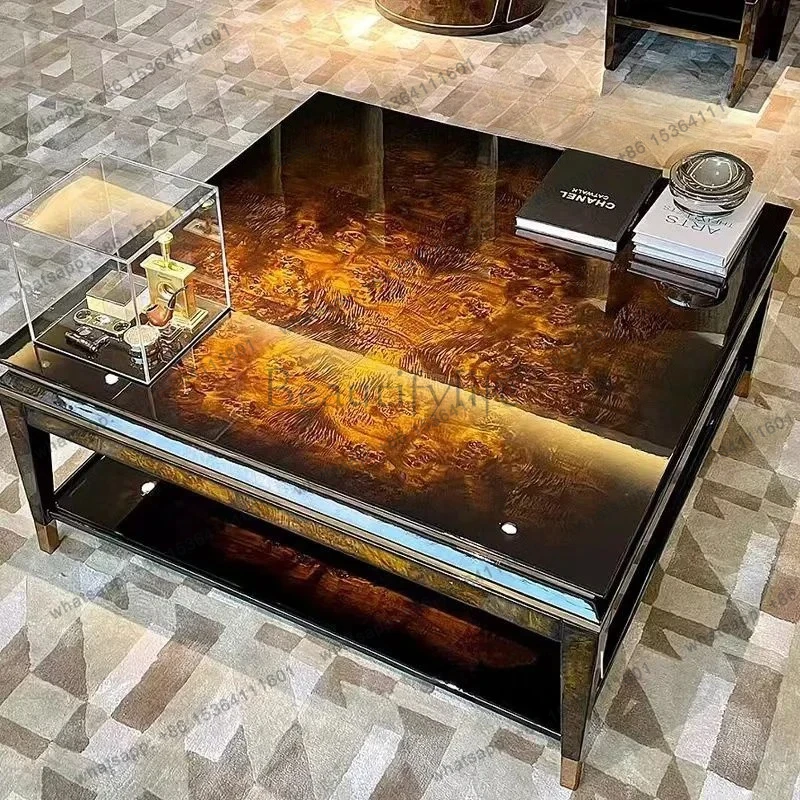LX Italian light luxury tree tumor high-gloss paint high-end large and small apartment living room square coffee table corner tS