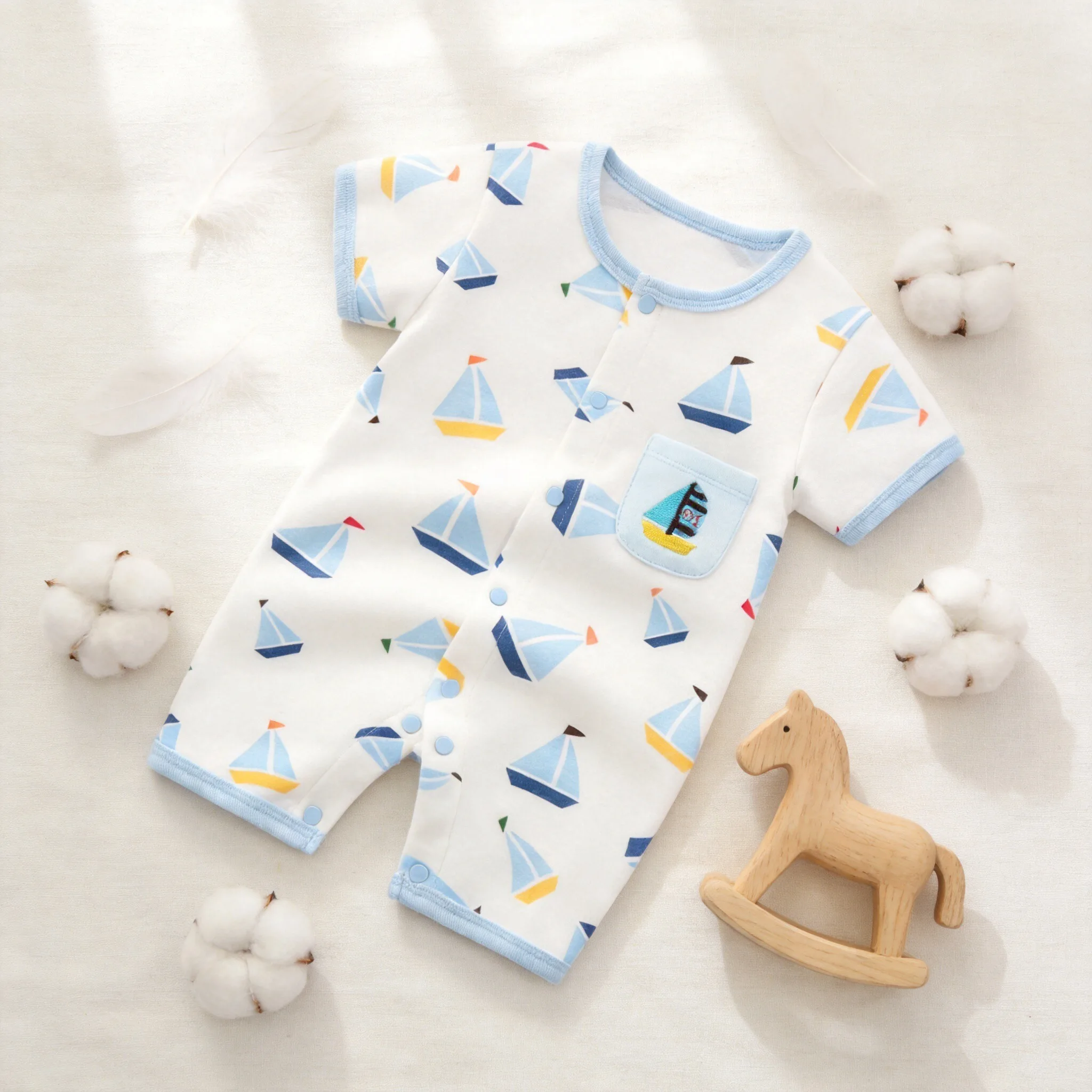 Mono para Bebé Niño de 0 a 1 Año, Ropa Delgada de Algodón Puro para Clima Cálido, Ropa de Verano de Manga Corta para Bebé Recién Nacido