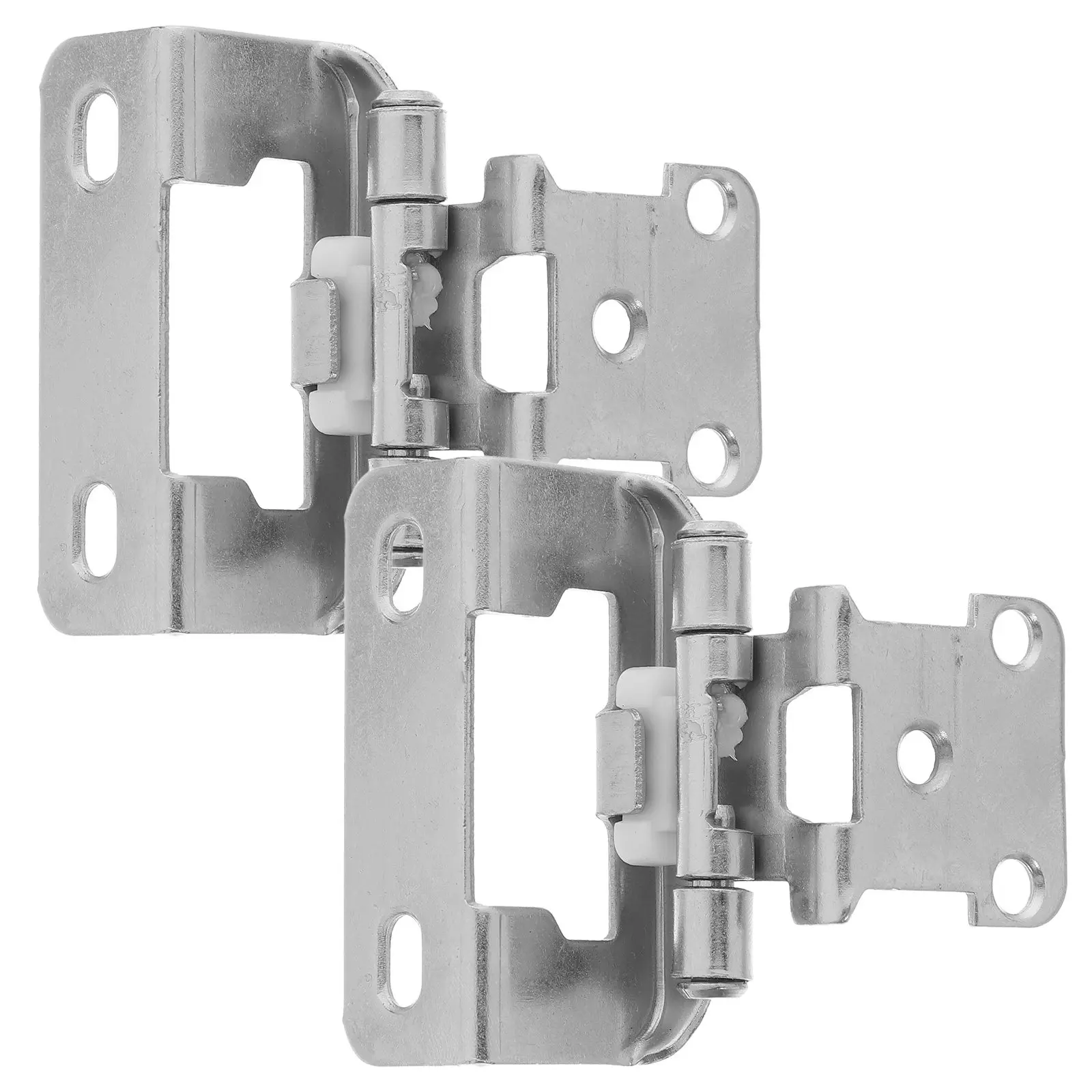 2Pcs Semi Concealed Self-Closing Cabinet Hinges Heavy Duty Spring Loaded Brushed Nickel for Rv Marine Yacht Home