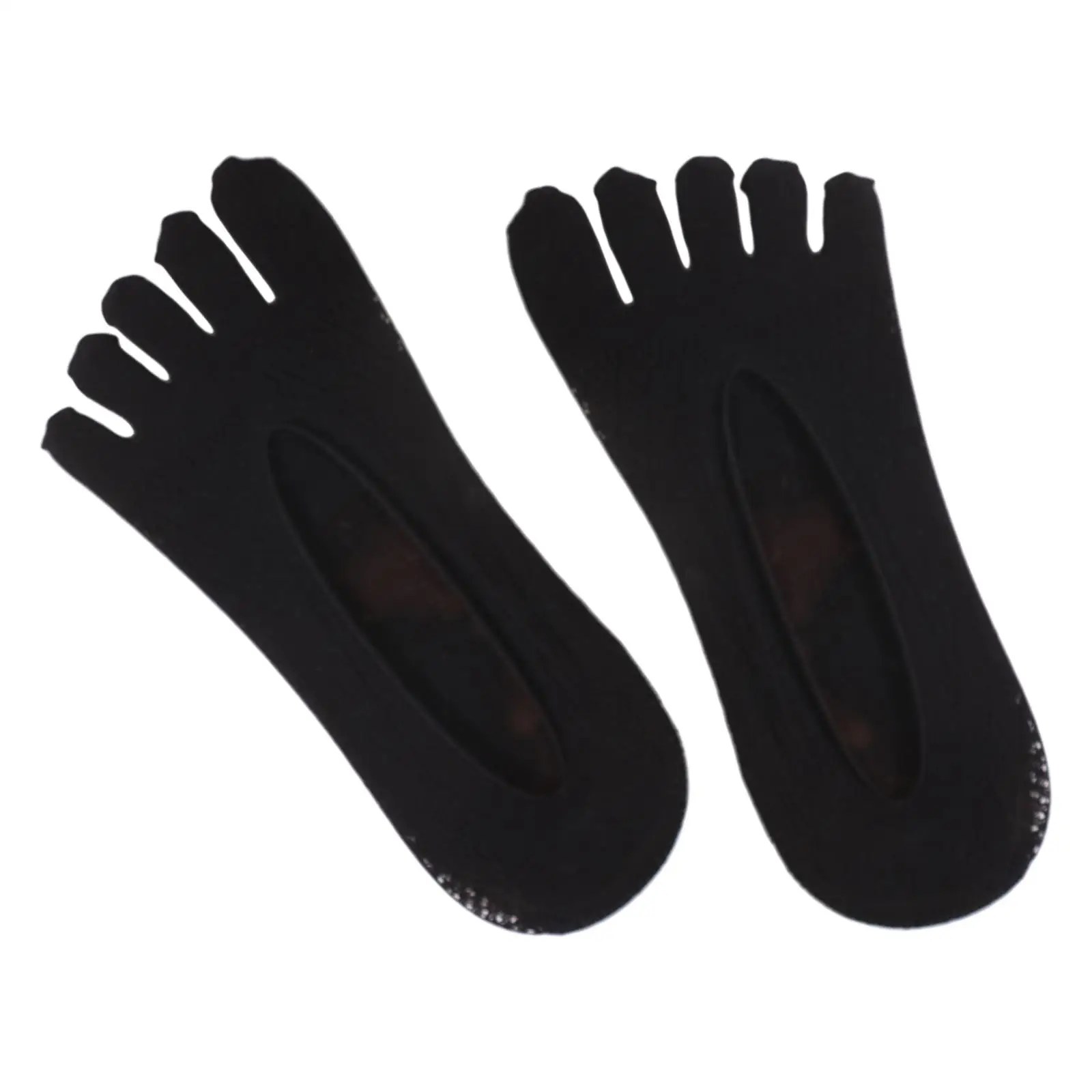 جوارب صيفية بخمسة أصابع رياضية غير قابلة للانزلاق عند أصابع القدم بفم ضحل بلون سادة