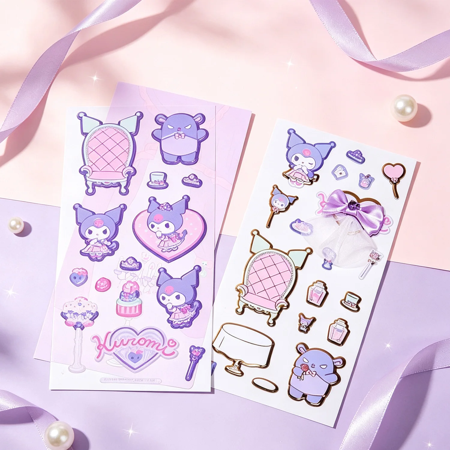 My Melody Kuromi Puffy Stickers Set Sweet Character Pattern Raised Stickers For Scrapbook Album Handcraft Teen Present