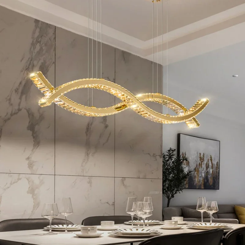 

Modern Led Chandelier For Dining Room Creative Design Hanging Lamp Luxury Home Decor Crystal Kitchen Island Lighting Fixtures