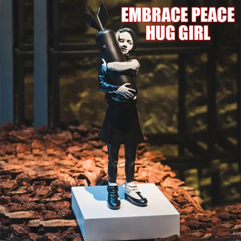 Banksy Hugging Bomb Girl Statue en résine personnalisée, décoration de la maison, sculpture FigAuckland, ornement de salon, décor de bureau, cadeaux d'art