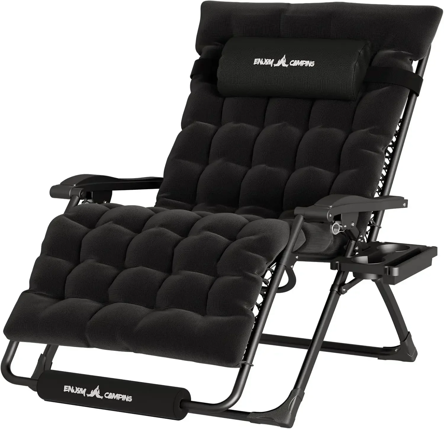 Oversized Zero Gravity Chair 33In XXL Patio Reclining Chair with Cushion, Outdoor Folding Recliner with Pillows|Cup Holder|Foot