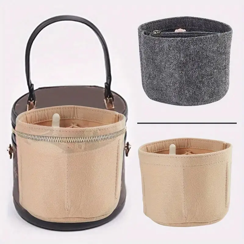 

Felt Cloth Purse Organizer Insert Bag Portable Confidential Handbag Organizer Multifuncational DIY Cylindrical Pouch Accessories